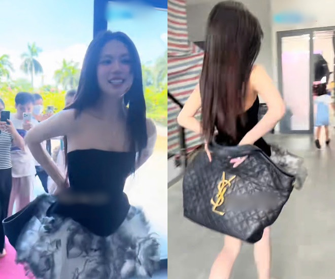 Ngọc Trinh vất vả phòng thủ vì chiếc đầm không che chắn hết vòng 3