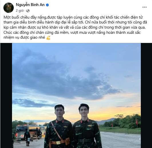 Bình An tung ảnh đọ chiều cao nét căng bên Thượng Úy Lê Hoàng Hiệp dân mạng soi ngay chi tiết là lạ