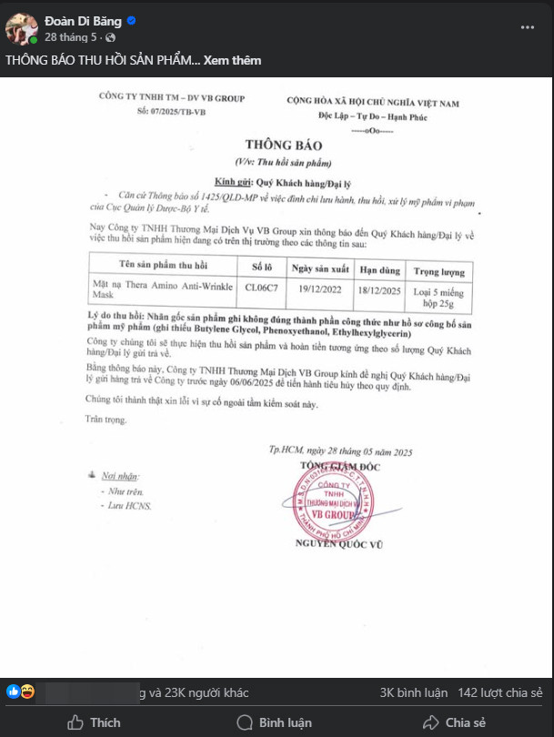 Động thái gây chú ý của vợ chồng Đoàn Di Băng sau 3 tháng liên quan đến buôn hàng giả