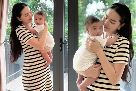 MC Mai Ngọc để lộ diện mạo mẹ bỉm trong loạt ảnh chụp cùng con trai