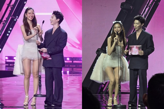 Hoa hậu Bảo Ngọc 'nuốt chửng' chiều cao Erik tại chung kết Em Xinh Say Hi