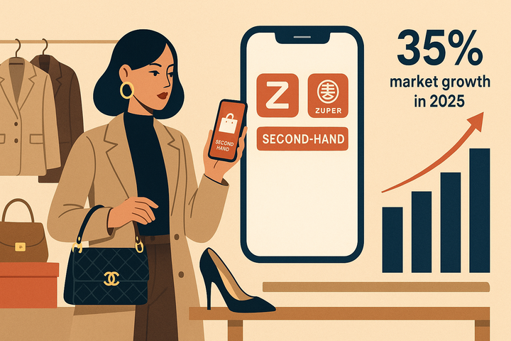 Theo dữ liệu từ Digital Luxury Group, doanh thu second‑hand luxury ở Trung Quốc năm nay tăng 35%. (Ảnh minh họa bằng AI)