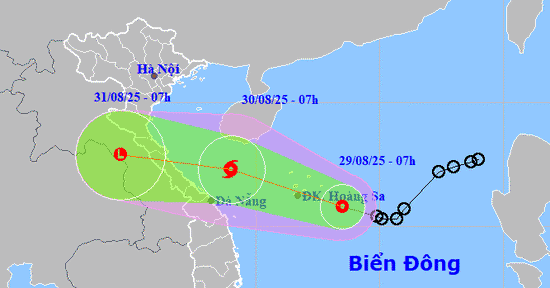 Áp thấp nhiệt đới có thể thành bão số 6, vào vùng biển Nghệ An - Huế ngày 30/8