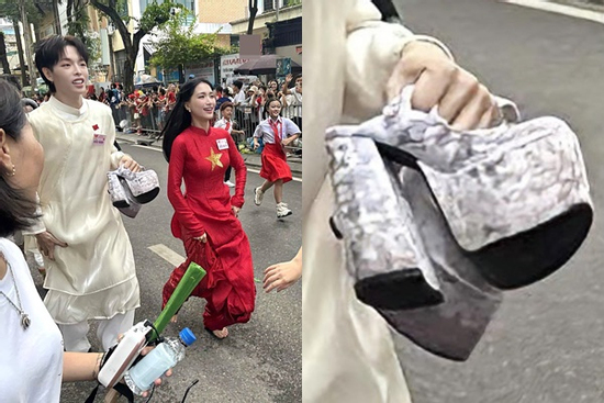 Hòa Minzy mang giày 'cà kheo' đi diễu binh khiến netizen 'dở khóc dở cười'