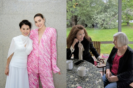 Mẹ Hồ Ngọc Hà khoe vẻ tươi trẻ bên thông gia U80 từng làm việc cho Liên Hợp Quốc