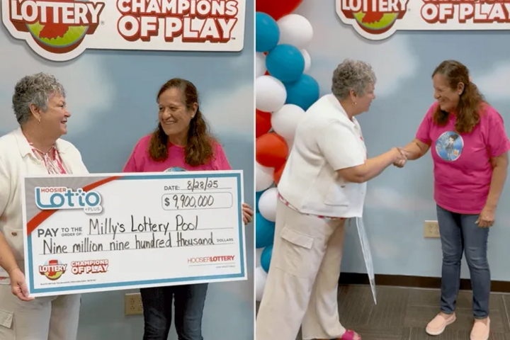 Milly (áo hồng) nhận giải thưởng lớn và chọn cách chia đều cùng những người bạn thân.