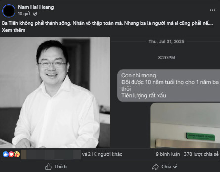 Rò rỉ tin nhắn lộ rõ tình cảm của con trai dành cho ông Hoàng Nam Tiến trước thời điểm bố qua đời