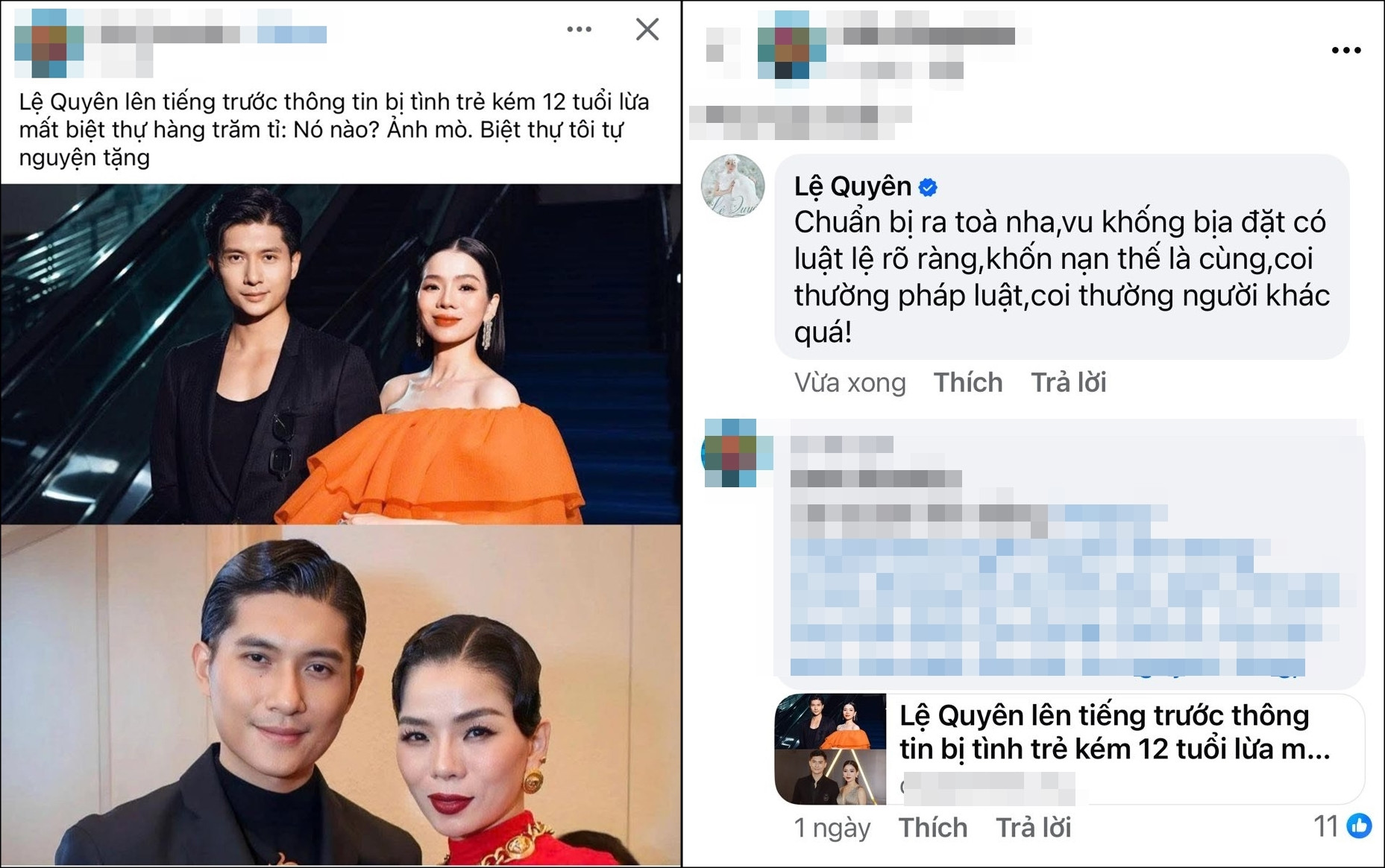 Lệ Quyên bức xúc khi bị vu khống tặng tình trẻ kém 12 tuổi biệt thự trăm tỷ