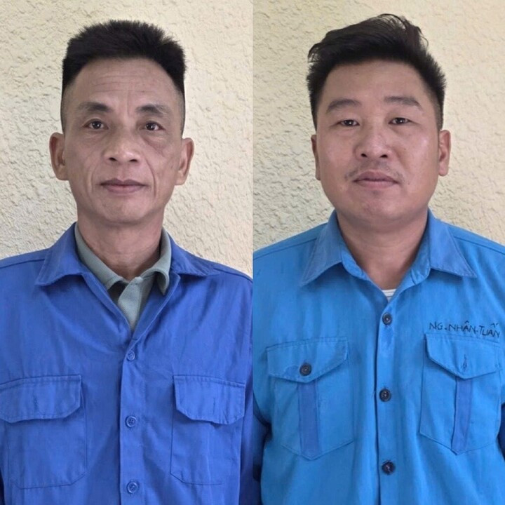 Chu Hữu Thái, Giám đốc Công ty TNHH Giao Sơn (trái) và Nguyễn Trung Hiếu, Giám đốc Công ty TNHH Shinhan. (Ảnh: Công an TP.HCM)