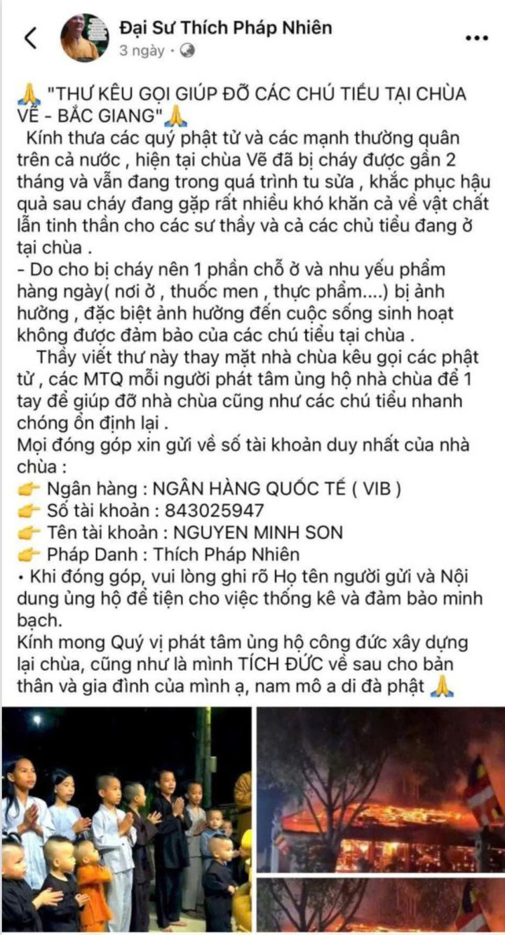 Tuấn lập tài khoản Facebook “Đại Sư Thích Pháp Thiên” để lừa đảo, chiếm đoạt tài sản của người dân.