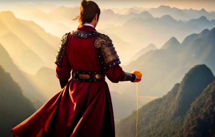 Hình ảnh Trần Quốc Toản bóp nát quả cảm minh họa bằng hình ảnh đồi núi không liên quan.