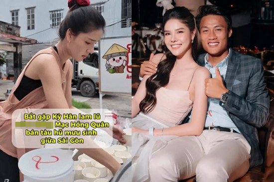 Xôn xao clip Kỳ Hân - vợ Mạc Hồng Quân vất vả bán tàu hũ ở vỉa hè mưu sinh