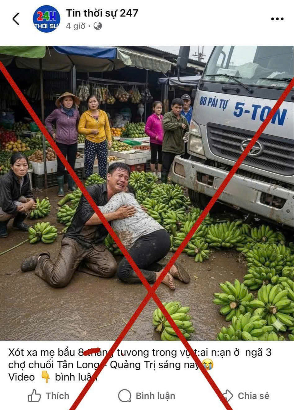 Vụ xe tải lao vào chợ: Công an cảnh báo hình ảnh sai sự thật, mạng xã hội chia sẻ rần rần- Ảnh 1.
