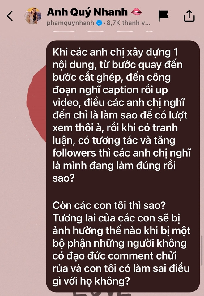 Phạm Quỳnh Anh lên tiếng khi con gái bị chê về thái độ