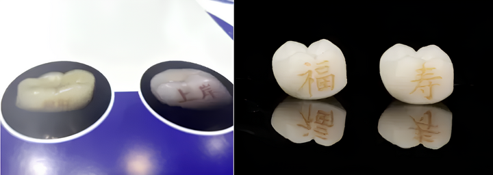 Những bọc răng được khắc ký tự nhờ công nghệ in 3D.