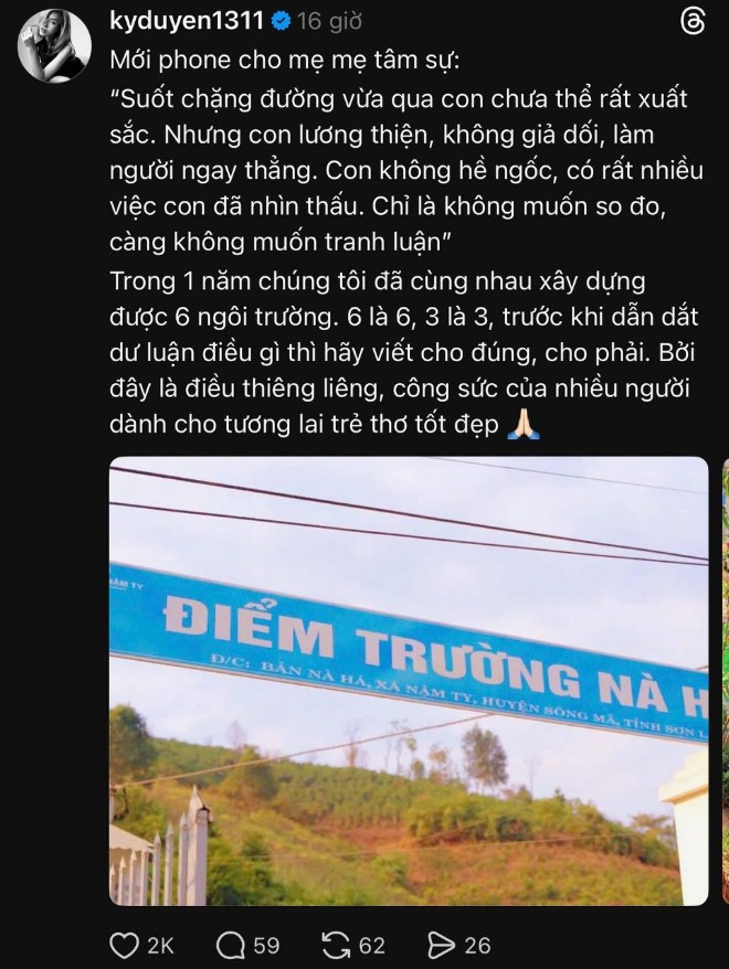 Sau ồn ào khoe đồng hồ tiền tỷ Kỳ Duyên nói gì về cam kết xây 10 ngôi trường