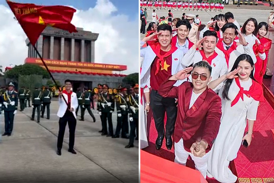 Cầu thủ Đỗ Duy Mạnh 'sĩ hết đời' với hình ảnh vẫy cờ ở Quảng trường Ba Đình