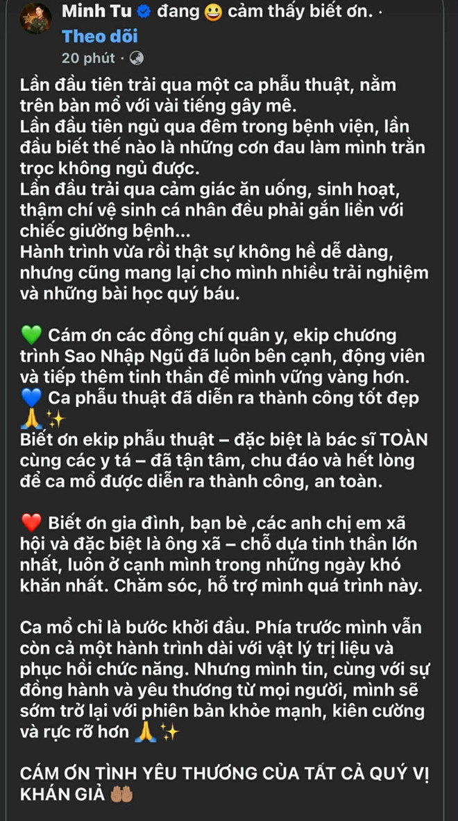 Minh Tú đau tới mức không ngủ được vì ca phẫu thuật đứt dây chằng