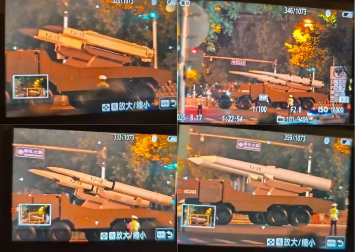 Bốn loại tên lửa chống hạm YJ-15, YJ-17, YJ-19 và YJ-20. (Ảnh: X)