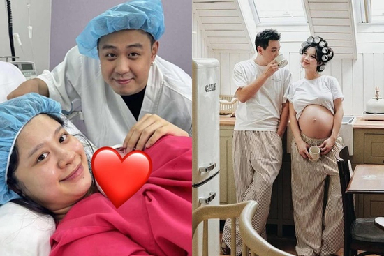 Hàn Hằng xả ảnh bụng bầu nét căng bên Huyme, CĐM ngỡ ngàng: Chị giấu kĩ quá!