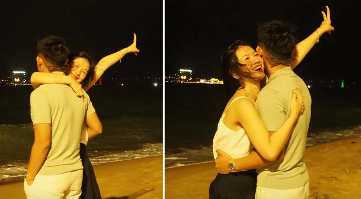 Diễn viên Oanh Kiều đăng ảnh ôm một người đàn ông, công khai có người yêu. Kèm theo tấm ảnh, nữ diễn viên viết: