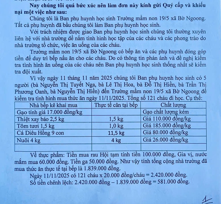 Làm rõ bữa ăn bán trú tại trường Mầm non 19 - 5 ở Gia Lai bị tố cắt xén - Ảnh 1.