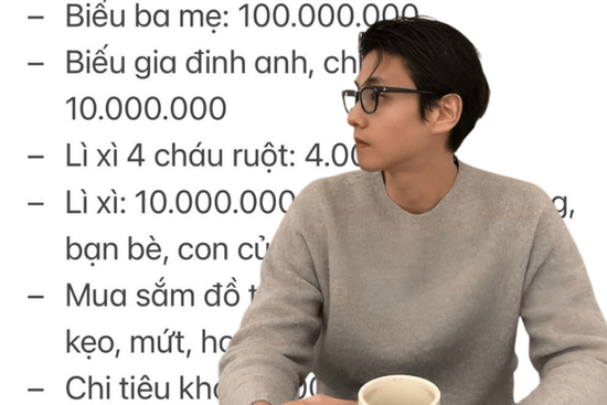 Bảng tiêu Tết trị giá 139 triệu: Biếu bố mẹ 100 triệu, khoản chi 39 triệu còn lại mới sốc