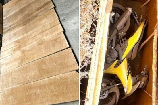 Truy tìm nguồn gốc ván gỗ che hố chôn xe máy trong vụ cướp ngân hàng