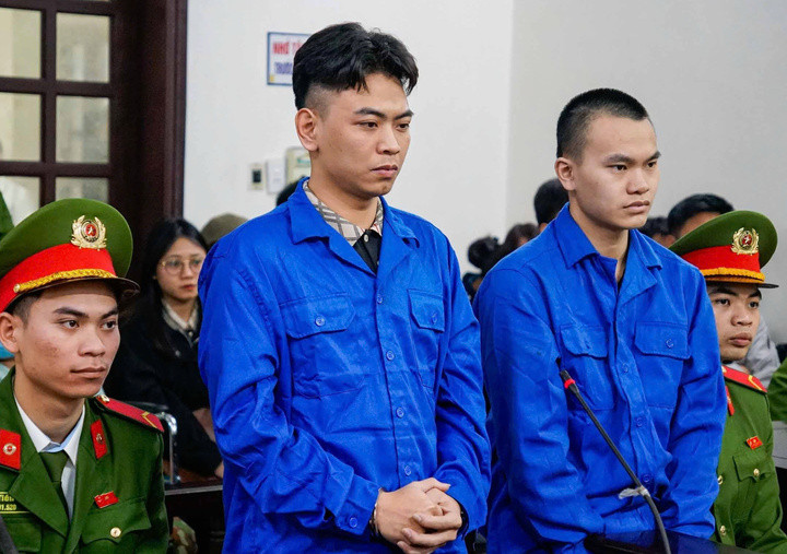 Bị cáo Nguyễn Văn Thiên và Nguyễn Long Vũ tại toà.