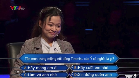 'Bánh tiramisu có nghĩa là gì?' - Câu hỏi trị giá 14 triệu đồng tại Ai Là Triệu Phú, người chơi bỏ cuộc