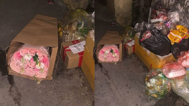 Cảnh những bó hoa đẹp bị vứt bãi rác sau 20/10 gây tranh cãi về sự lãng phí - 1
