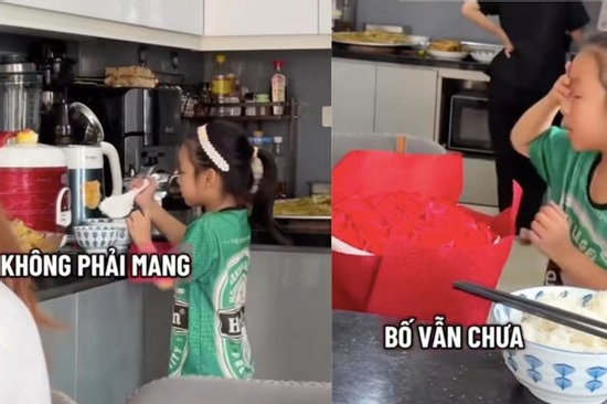 Xúc động clip con gái rượu 6 tuổi 'chống lệnh' mẹ để mang cơm cho bố đang say