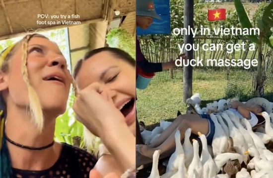 Khách Tây đi massage vịt, cá ở Việt Nam khen 'kỹ thuật viên rất tốt, rất hài'