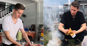 Chàng rể Đức 2 năm đón Tết Việt, thành thục sắp mâm cúng, tảo mộ, hóa vàng