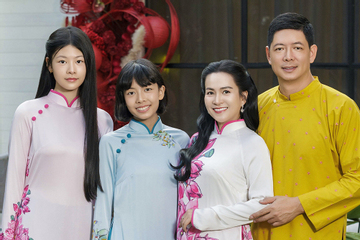 Vợ Bình Minh mang giày 10 cm vẫn 'lép vế' chiều cao bên chồng con