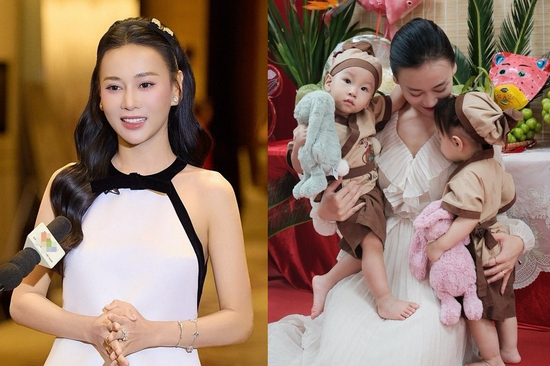Phương Oanh đăng ảnh Tết của con, cặp song sinh 'chiếm sóng' mạng xã hội vì cực đáng yêu