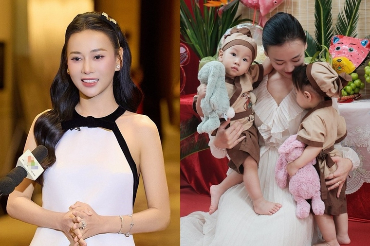 Phương Oanh đăng ảnh Tết của con, cặp song sinh 'chiếm sóng' mạng xã hội vì cực đáng yêu