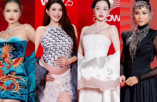 Dàn hậu 'oanh tạc' thảm đỏ: Hương Giang mang kim cương lấp lánh, Quỳnh Châu khoe bụng bầu