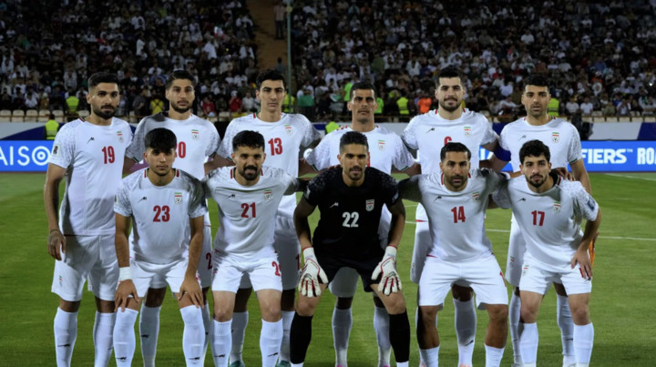 Các cầu thủ Iran trước trận đấu gặp Triều Tiên vòng loại bảng A tại World Cup 2026. (Nguồn: AP)