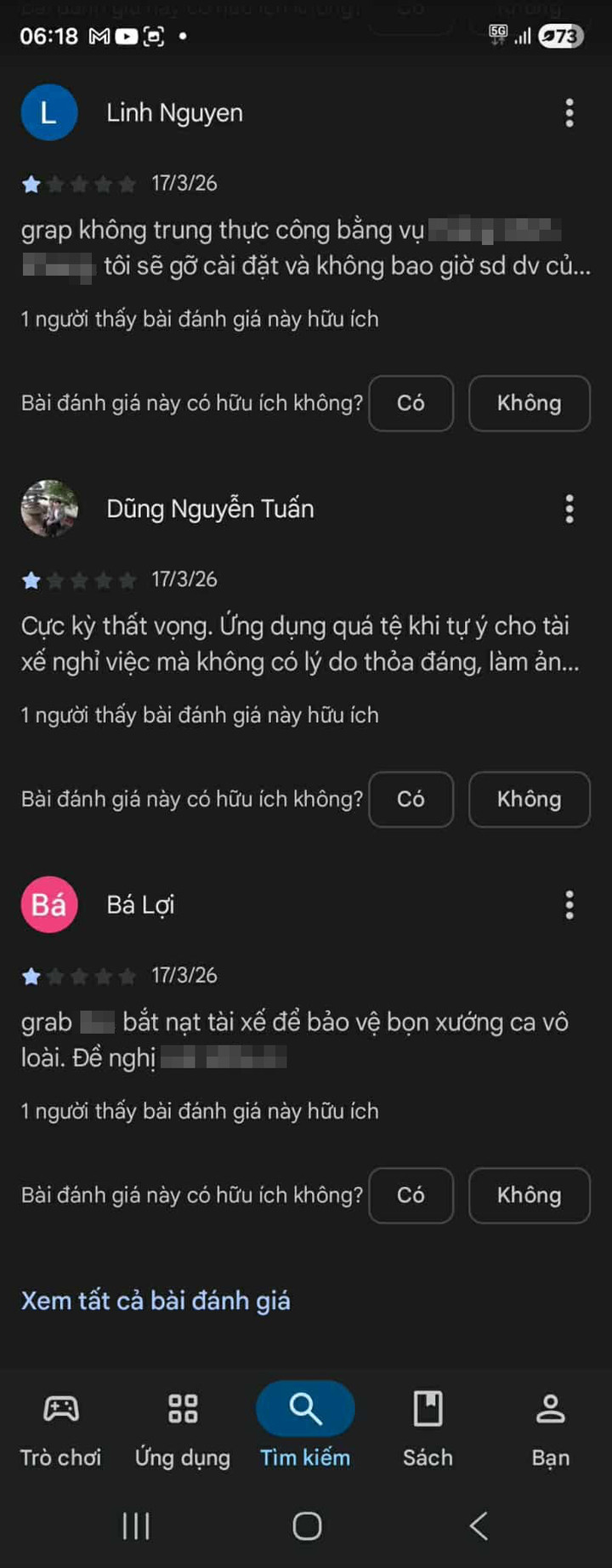 Grab nhận 'bão' 1 sao sau vụ khoá tài khoản tài xế bị nhạc sĩ Minh Khang dọa dẫm - 1