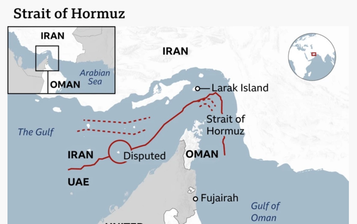 Eo biển Hormuz. Ảnh: BBC