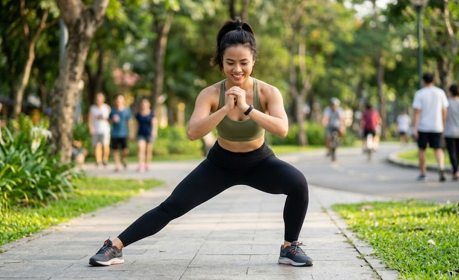 Bài tập đứng 7 phút giúp giảm mỡ vùng hông sau tuổi 45- Ảnh 3.