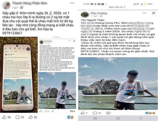 Thiếu niên sinh năm 2012 âm thầm rời nhà, gia đình hoảng loạn đăng tin: Công an phát hiện ở một địa điểm cách nhà 50km