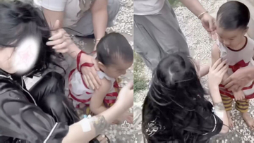 Cô gái nhảy xuống nước cứu em bé dù vẫn đang đeo ống truyền dịch trên tay