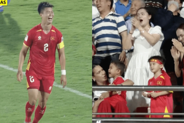 Duy Mạnh ghi bàn xé lưới Malaysia, camera 'tóm' màn ăn mừng 'cháy máy' của Quỳnh Anh trên khán đài