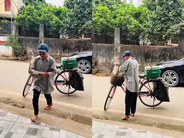 Xúc động clip người cha nhặt rác đạp xe đi mời đám cưới con gái