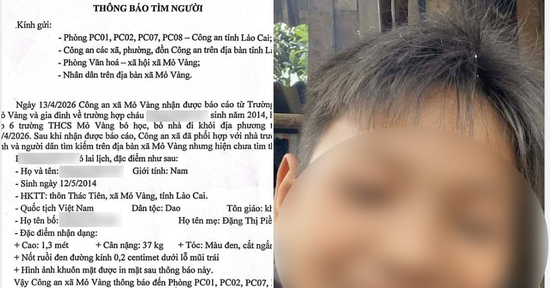 Bé trai mất tích sau khi bị bố đánh, công an phát thông báo truy tìm
