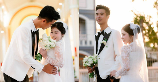 Cô dâu bắc ghế 50cm hôn chú rể 1m9 trong đám cưới ở miền Tây