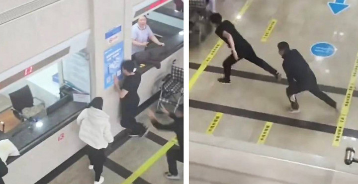 Chồng gào thét đòi ly hôn trong bệnh viện khi biết bác sĩ nam khám thai cho vợ插图 Người đàn ông la hét, lao vào tường đập đầu vì không chịu nổi việc vợ được bác sỹ nam khám thai. (Ảnh cắt từ clip)