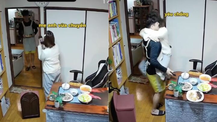 Cách người chồng đứng ra nhận tiền và cảm hơn hộ vợ khiến mọi thành viên đều vui vẻ. (Ảnh chụp màn hình)